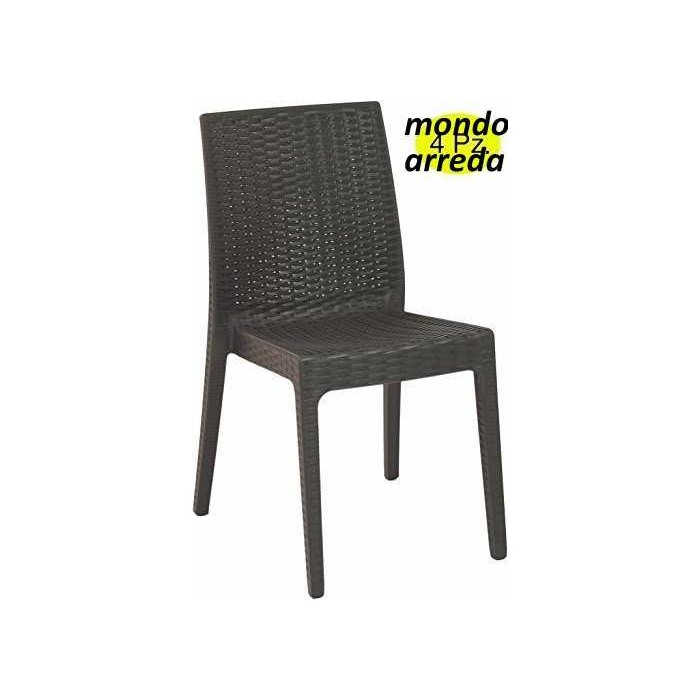 Bistrot - Sedia impilabile polipropilene simil rattan da esterno, bar, ristorante, giardino, piscina, hotel Grand Soleil