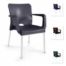 Fulya - Stapelbarer Stuhl aus Stahl, Beine aus Polypropylen. Außenbereich