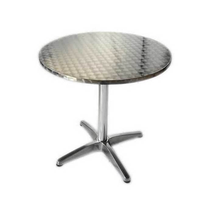 R60 - TAVOLO IN ALLUMINIO TONDO CON GAMBA CENTRALE A 4 PIEDI PER BAR, RISTORANTE, PISCINA, HOTEL, ALBERGO