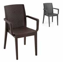 Siena - Stapelbarer Sessel im Rattan-Look mit Armlehnen für Außenbereich,Bars,Restaurants, Hotels