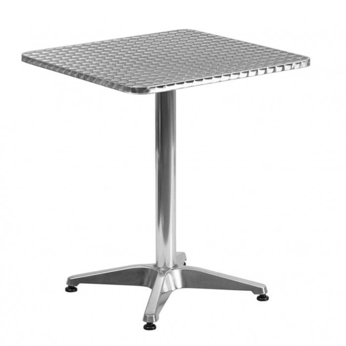 Q70 - TAVOLO IN ALLUMINIO QUADRATO CON GAMBA CENTRALE A 4 PIEDI TOP 70X70CM PER BAR, RISTORANTE, PISCINA, HOTEL, ALBERGO