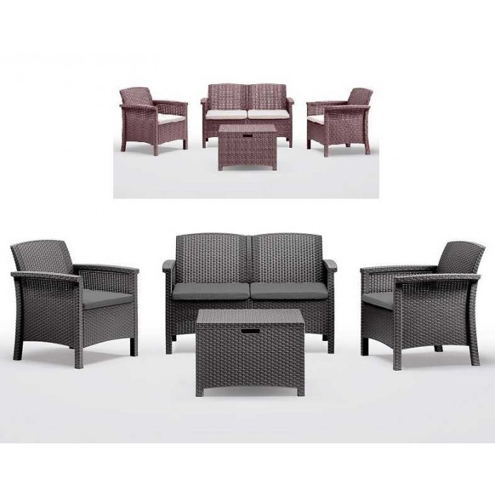 RATTAN-SET VENEZIA 2 - Set mit 4 Personen aus Polypropylen-Rattan (BICA Italien) Bar Restaurant Pizzeria Pub Catering