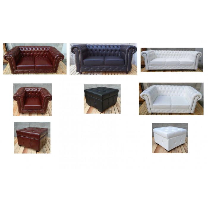 Chester ENDE DER SERIE – Chesterfield-Pouf, Sofa oder Sessel BEREIT ZUR LIEFERUNG
