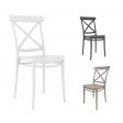 TIARA CROSS – Stapelbarer Stuhl aus Polypropylen-Fiberglas, Kreuzdesign, Retro-Dorf, Vintage, Bar, Restaurant, Catering