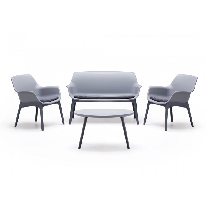 LUXOR – LOUNGE SET DESIGN Bica Italy 4-Sitzer Outdoor-Lounge-Set aus Polypropylen mit Sofa, 2 Sesseln, 1 Couchtisch und Kissen