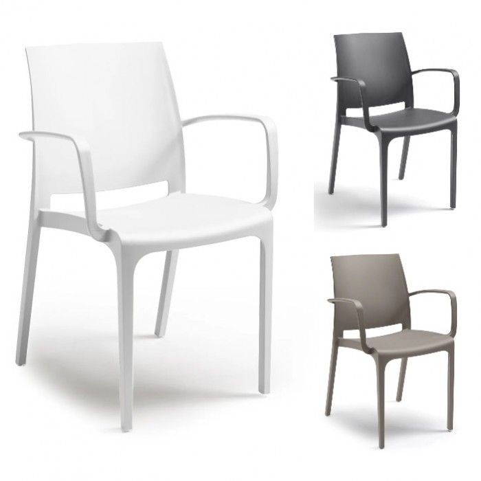 VOLGA ARMCHAIR - Stapelbarer Sessel aus Polypropylen/Fiberglas (BICA ITALY) für Bars, Restaurants und Pizzerien