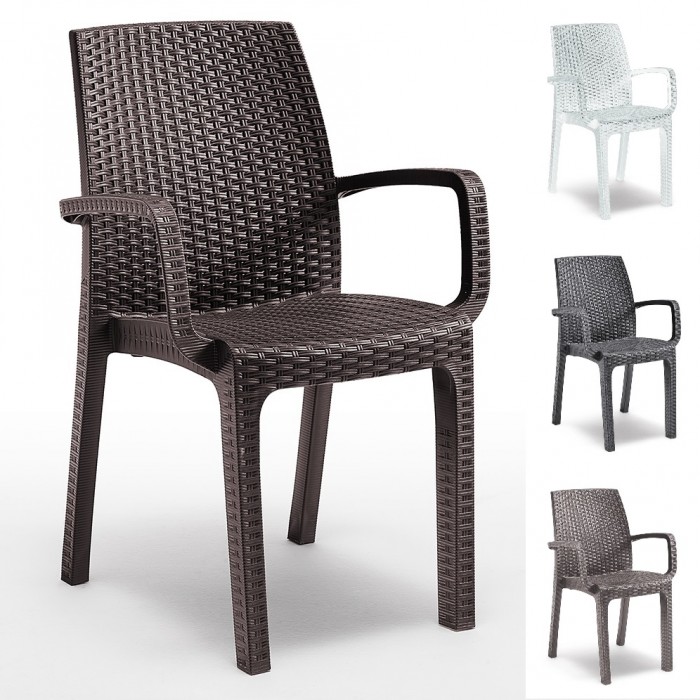 VERONA ARMCHAIR - Stapelbarer Sessel aus Polypropylen-Rattan mit Armlehnen (BICA ITALY) für Bars, Restaurants und Pizzerien