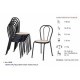 Vienna - Sedia thonet impilabile metallo,finta paglia, plastica, legno o imbottita in ecopelle per bar, ristorante, hotel