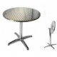 R60-P - TAVOLO IN ALLUMINIO TONDO diam.60cm,TOP PIEGHEVOLE CON GAMBA CENTRALE A 4 PIEDI PER BAR, RISTORANTE, PISCINA, HOTEL
