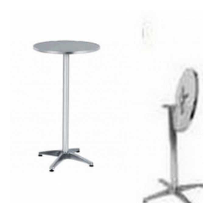 R60-AP - RUNDER TISCH AUS ALUMINIUM KLAPPBAR, Durch.60 x H110cm FÜR BAR, RESTAURANT, SCHWIMMBAD, HOTEL